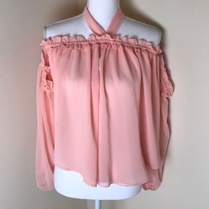 Misa Lively Off the Shoulder Top Light Pink Small